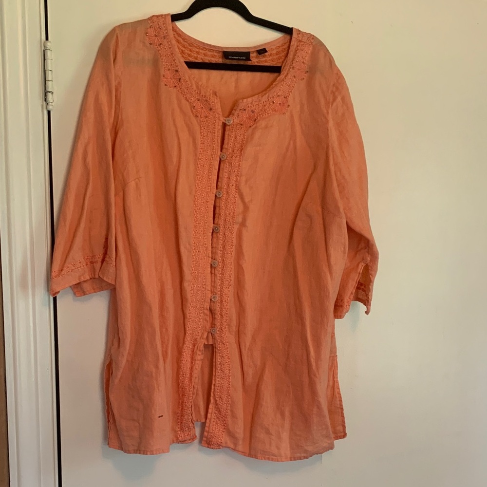Avenue Peach Button-Up Blouse